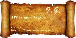 Ifflinger Gyula névjegykártya